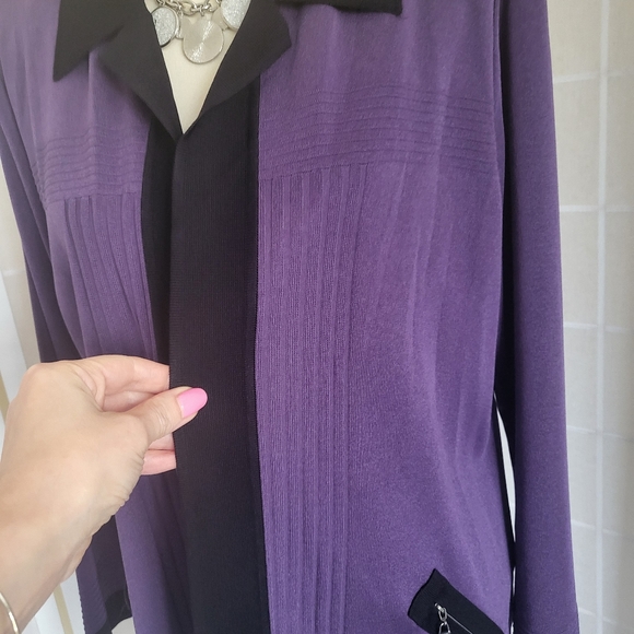 MISOOK Vintage Cardigan Sweater Purple Black Large - Picture 3 of 9